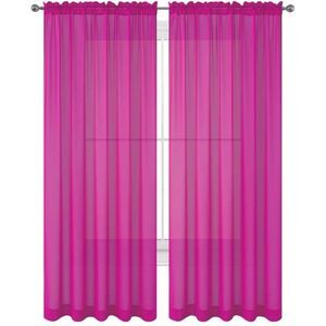 Set of 2 WPM 84-Inch Sheer Pink Solid Voile Panel Curtains